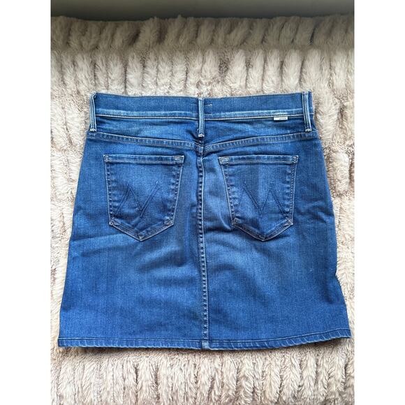 MOTHER High Waist Denim Skirt Size 27 Button Front Mini Blue Moon Wash - Picture 6 of 9